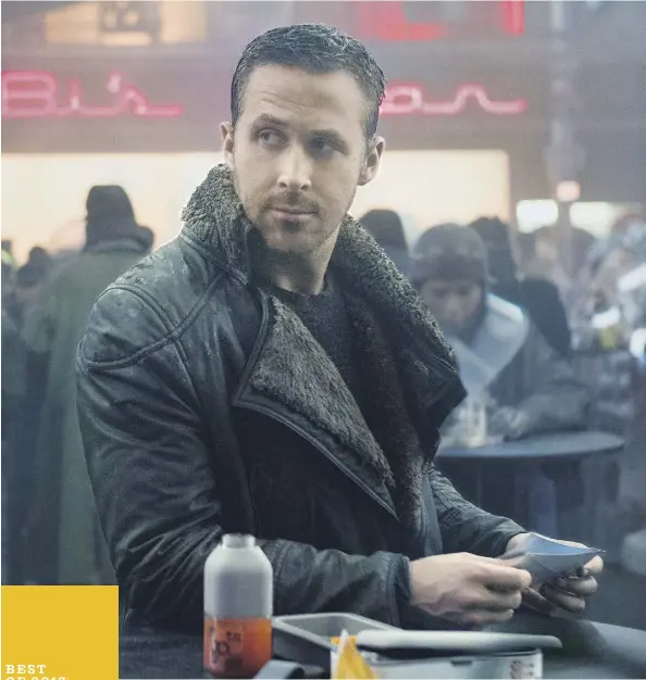  ?? STEPHEN VAUGHAN/WARNER BROS. PICTURES ?? In Blade Runner 2049, a futuristic Los Angeles police officer, played by Ryan Gosling, investigat­es a mystery in which he himself may be a clue.