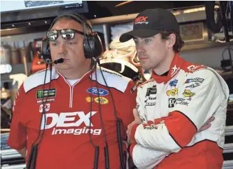  ?? NIGEL KINRADE/TEAM PENSKE ?? Crew chief Jeremy Bullins, left, and Ryan Blaney first worked together in 2012 in an Xfinity Series race at Iowa Speedway.