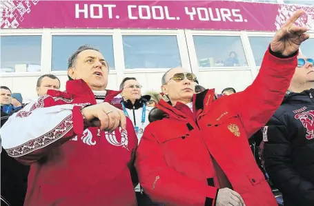  ?? Ruského ministra sportu Vitalije Mutka (vlevo) a prezidenta Vladimira Putina pojí pracovní i přátelský vztah. FOTO REUTERS ?? Na olympiádě v Soči.