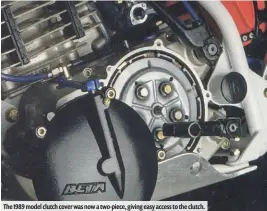  ??  ?? The 1989 model clutch cover was now a two-piece, giving easy access to the clutch.