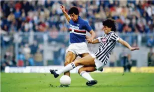  ?? (Getty) ?? In action for Sampdoria against Genoa in 1984