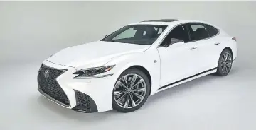  ??  ?? The 2018 Lexus LS 500 F Sport has pronounced side sills, a reformed trunk lid, a more dynamic front grille and bigger brake-cooling vents on either side. — Lexus photo