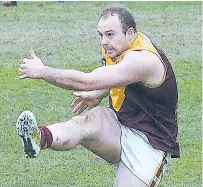  ??  ?? The man for the moment. Brad Virgona’s two last quarter goals in two minutes gave Drouin the space it needed to post a narrow win over Morwell.