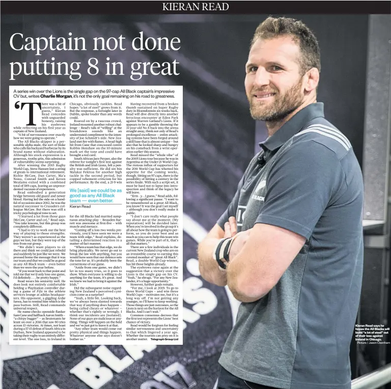  ?? Picture / Jason Oxenham ?? Kieran Read says he hopes the All Blacks will build “a lot of steel” out of their loss against Ireland in Chicago.