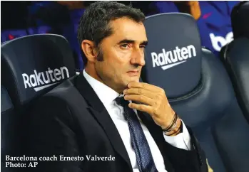  ??  ?? Barcelona coach Ernesto Valverde Photo: AP