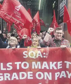  ?? PICTURE: JOHN DEVLIN ?? SQA staff are due to walk out today and will take part in a second 24-hour strike on February 29 as part of an ongoing row over pay