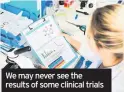  ??  ?? We may never see the results of some clinical trials