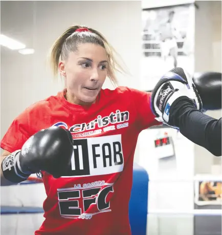  ?? Pierre Obendrauf / Postmedia News files ?? Before our world changed, boxer Kim Clavel was scheduled to defend her North American Boxing Federation flyweight title March 21 at the Montreal Casino.