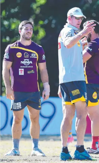  ?? Picture: AAP IMAGES ?? Coach Wayne Bennett (right) knows who is boss at Broncos training.