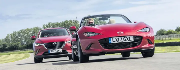  ??  ?? Mazda MX-5 and CX-3