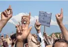  ?? AP FILE ?? Kashmiris shout freedom slogans during a 2019 protest against New Delhi’s tightened grip on the disputed region on the outskirts of Srinagar in India-controlled Kashmir.