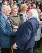  ??  ?? Liam Corcoran, Rita Savage and Pauline Corcoran greet President Higgins last Friday.