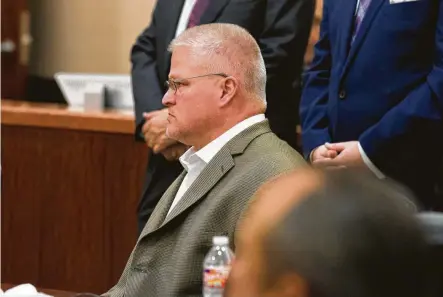  ?? Photos by Yi-Chin Lee / Staff photograph­er ?? David Temple, who was convicted of murdering his pregnant wife in a retrial, waits Friday to find out his punishment at Harris County Criminal Courts building in downtown Houston. A mistrial was declared in the sentencing phase of his retrial.