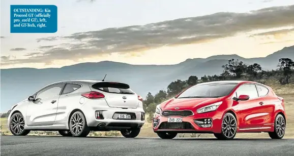  ?? PHOTO: NEWSDESK MEDIA ?? OUTSTANDIN­G: Kia Proceed GT (officially pro_cee’d GT), left, and GT-Tech, right.