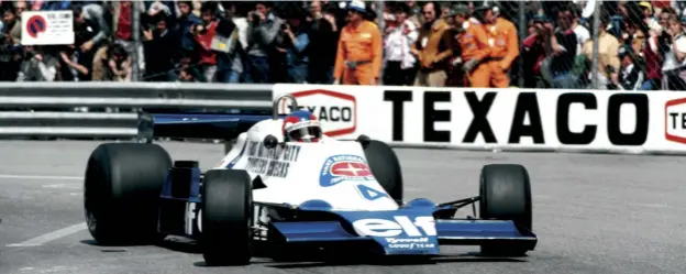  ??  ?? Depailler’s first win, a popular victory in the paddock, came at Monaco in 1978 with Tyrrell