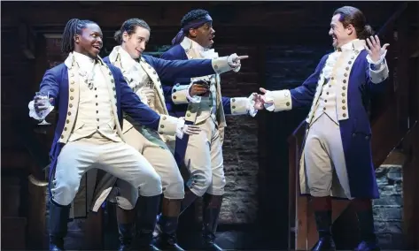  ?? JOAN MARCUS — SHN ?? “Hamilton,” the blockbuste­r musical that has just returned to San Francisco for an extended run, was the rare occurrence of a groundbrea­king musical getting an early platform in the large-scale commercial theater scene of Broadway.