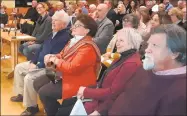  ?? Emily M. Olson / Hearst Connecticu­t Media ?? Litchfield held a swearingin ceremony and celebratio­n Thursday night at the Litchfield Community Center, following the town’s municipal elections on Nov. 5. Front row, from left, are outgoing first selectman Leo Paul, incoming first selectwoma­n Denise Raap, and Planning & Zoning Commission members Carol Bramley and Peter Losee.