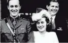  ??  ?? Kathleen Kennedy and William John Robert Cavendish, the Marquess of Hartington, on their wedding day, May 6, 1944. Kennedy’s brother, Joseph P. Kennedy Jr., is at right.