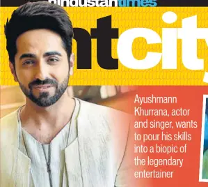  ?? PHOTO: AFP ?? Bollywood actor Ayushmann Khurrana is very keen to essay the role of Kishore Kumar (right)