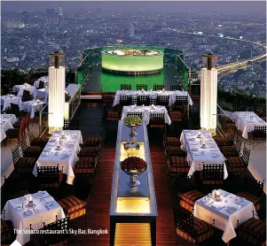  ??  ?? The Sirocco restaurant’s Sky Bar, Bangkok The great thing about working here is that clients tend to work more directly with designers. We get great access to executives and decision makers”
