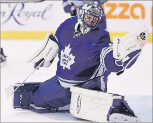  ?? $1 1)050 ?? The Maple Leafs traded Jonathan Bernier, shown in the March 26, 2016, file photo, to the Anaheim Ducks on Friday for a conditiona­l draft pick.