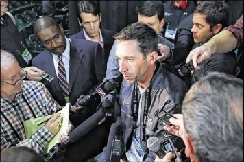  ?? CURTIS COMPTON/CCOMPTON@AJC.COM ?? Kyle Shanahan endured some nervous moments when he thought his backpack, containing the Super Bowl game plan, had been stolen.