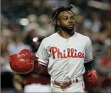  ?? RICK SCUTERI — THE ASSOCIATED PRESS ?? Phillies center fielder Roman Quinn (24) is seen in the first inning Wednesday against the Arizona Diamondbac­ks.