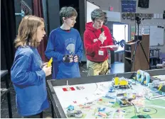  ?? BOB TYMCZYSZYN/ STANDARD STAFF ?? Students from Princess Margaret School’s Pantherbot­s are among 13 teams of elementary school students who took part in the annual Niagara region qualifier of the First Lego League on Saturday at Governor Simcoe Secondary School in St. Catharines.