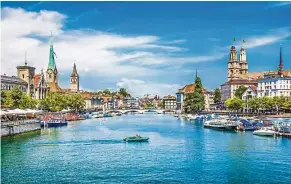  ??  ?? Zurich city centre with river Limmat, Switzerlan­d