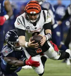  ?? Associated Press ?? Quarterbac­k Joe Burrow knows the Chiefs will be in the Bengals’ way for the foreseeabl­e future.