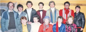  ?? ?? The Doneraile Macra group with their producer and backstage helpers following their performanc­e of ‘Cup Final’ at the Avondhu regional finals in Mourneabbe­y in 1987. (The Avondhu Archives)