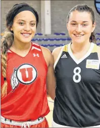  ?? 46#.*55&% ?? Dartmouth, N.S., native Daneesa Provo, left, who plays for the University of Utah, and Kensington native and Halifax resident Tessa Stammberge­r, who is beginning a pro career with TK Hannover in Germany, recently played against each other at a...