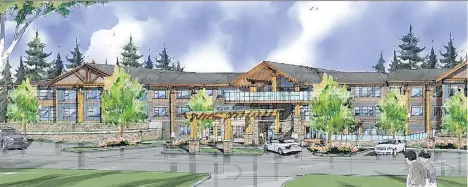  ??  ?? An artist’s rendering of the now-defunct Sechelt care home proposal. Trellis Seniors Services is now proposing to build a long-term care home in Gibsons.