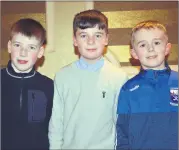  ?? (Pic: John Ahern) ?? Ahern)
Kildorrery stars of the future, l-r: Luke Walsh, Joe Gallagher and Gavin Coughlan, who received their medals at a function held in The Firgrove Hotel last Friday night.