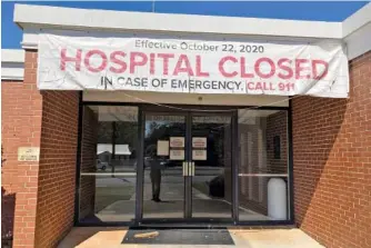  ?? AP FILE PHOTO/JEFF AMY ?? Southwest Georgia Regional Medical Center in Cuthbert, Ga., closed two years ago. Local officials are trying to reopen the hospital even as health care has become a prominent issue in Georgia elections.