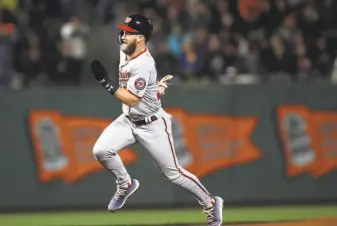  ?? Ezra Shaw / Getty Images 2018 ?? Bryce Harper, seen in a game in April, is a lifetime .279 hitter, but he has hit .164 in 19 games at AT&amp;T Park — his lowest figure at any ballpark in which he has played at least four games.