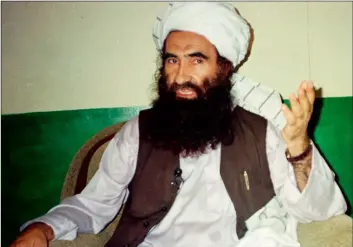  ??  ?? In this 1998, file photo, Jalaluddin Haqqani, founder of the militant group the Haqqani network, speaks during an interview in Miram Shah, Pakistan.AP Photo/mohAmmed rIAz