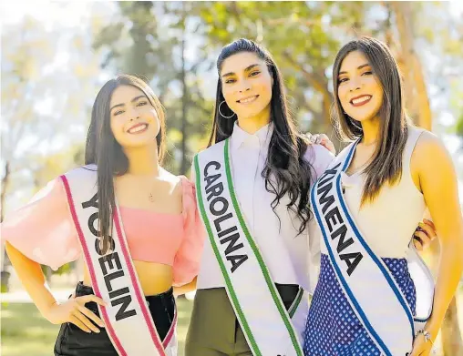  ?? / CORTESÍA ?? Quienes están Sotres en búsqueda de la corona y el cetro de la verbena abrileña son Carolina Arroyo, Yoselín Flores y Ximena