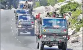  ?? REUTERS ?? An army convoy moves along a highway leading to Ladakh.