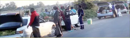  ??  ?? Bulawayo has in recent weeks witnessed an increase in the number of vendors selling vegetables and groceries from their cars. In the picture, vendors at Nketa 6 conduct their business. The practice is prevalent even in low-density suburbs