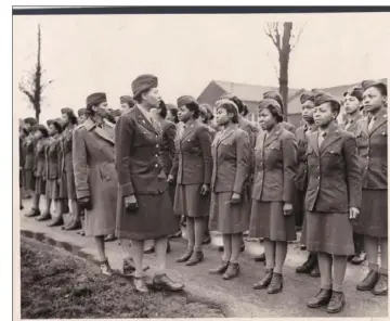  ?? U.S. Army Women's Museum via AP ?? Members of the 6888th Central Directory Postal Battalion stand in formation in 1945 in Birmingham, England. The Women's Army Corps battalion, which made history as the only allfemale Black unit to serve in Europe during World War II, is set to be honored by Congress.