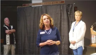  ?? Submitted photo ?? DONOR WALL: Mid-America Science Museum recently unveiled its new donor appreciati­on wall at its monthly Science Society event on June 8. Museum employees, from left, Niles Ellis, director of exhibits and design, Diane LaFollette, executive director,...