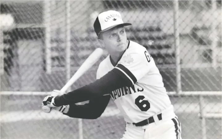  ?? — COLIN PRICE/FILES ?? Whether taking batting practice with the Vancouver Canadians or opining on the Canucks, Tony Gallagher made his presence felt in the Province.