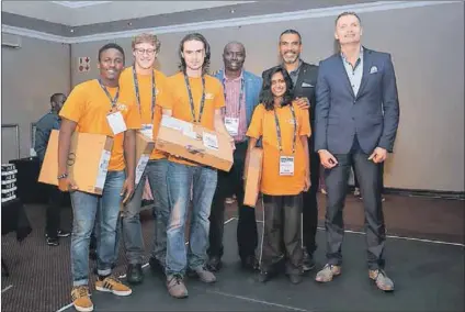  ??  ?? Supercompu­ting champions Mokoena Katleho, Rosendorff Meir, Bruton Joshua, and Paupamah Kimessha, from Wits University, will compete in next year’s global event, with them are Dr Happy Sithole Director CHPC, Martin Hilgeman and Marc Layne, Dell EMC.