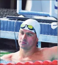  ?? Julio Aguilar / Getty Images ?? Ryan Lochte looks back in disappoint­ment after heat 2 of the men’s 200-meter backstroke during the U.S. Open Championsh­ips at Selby Aquatic Center on Saturday in Sarasota, Fla.