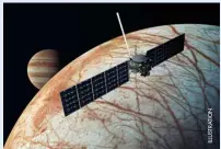  ??  ?? ▶ Top: the Europa Clipper will look for water on its namesake moon Below: Jupiter Icy Moons Explorer (JUICE) will map the surfaces of Ganymede, Callisto and Europa