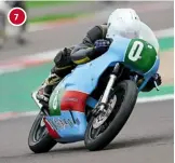  ??  ?? 7. After a major engine blow-up on his Suzuki X7, Jerry Longland thought he’d waved goodbye to his air-cooled 250 championsh­ip chances, but the RAF team’s Andy Green stepped in to donate his own X7 and Jerry duly blasted it to a last race win to keep his title hopes alive.