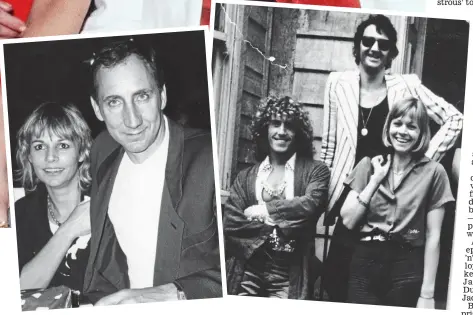  ?? Pictures: ROBIN PLATZER/TWIN IMAGES/ONLINE USA ?? Rock’n’roll royalty: Mick Jagger in New York with his then wife Bianca in 1977. Inset left: Sally Arnold with Who guitarist Pete Townshend and, right, with Who singer Roger Daltrey and artist David Oxtoby