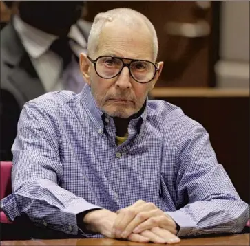  ?? Jae C. Hong Associated Press ?? ROBERT DURST, shown in 2016, was charged in the 2000 slaying of best friend Susan Berman, a killing prosecutor­s say was to prevent her from telling authoritie­s what she knew about the disappeara­nce of his wife.