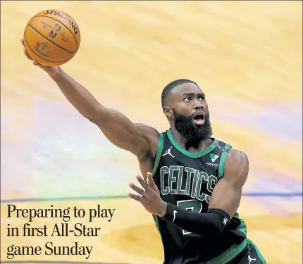  ?? GETTY IMAGES FILE ?? There isn’t much concern over Jaylen Brown’s left knee as the Celtics finish the first half of their season and Brown prepares to play in his first NBA All-Star game.